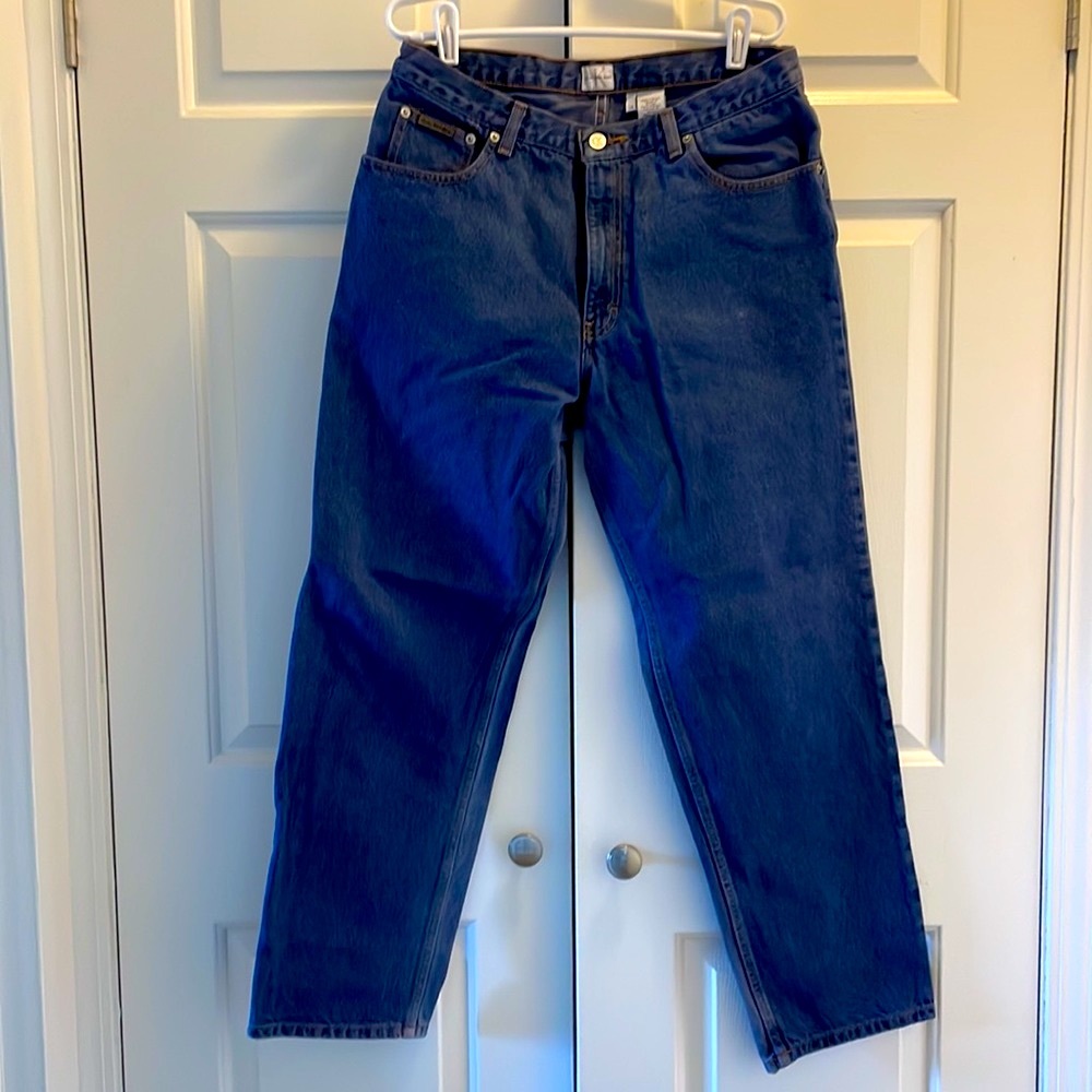 😎 Vintage Calvin Klein Straight Leg Distressed Cotton Blue Jeans, Men’s 34x30 - Picture 4 of 5